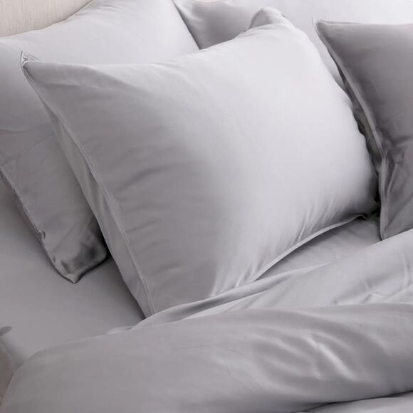 Quince Bamboo Duvet Cover Set Light Grey Size Full/Queen - Picture 2 of 9